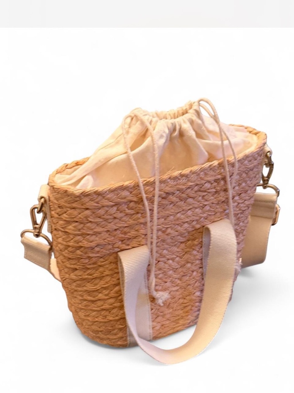 NWT J.Crew Factory Raffia Straw Mini Tote Bag Summer Beach Handle and Strap